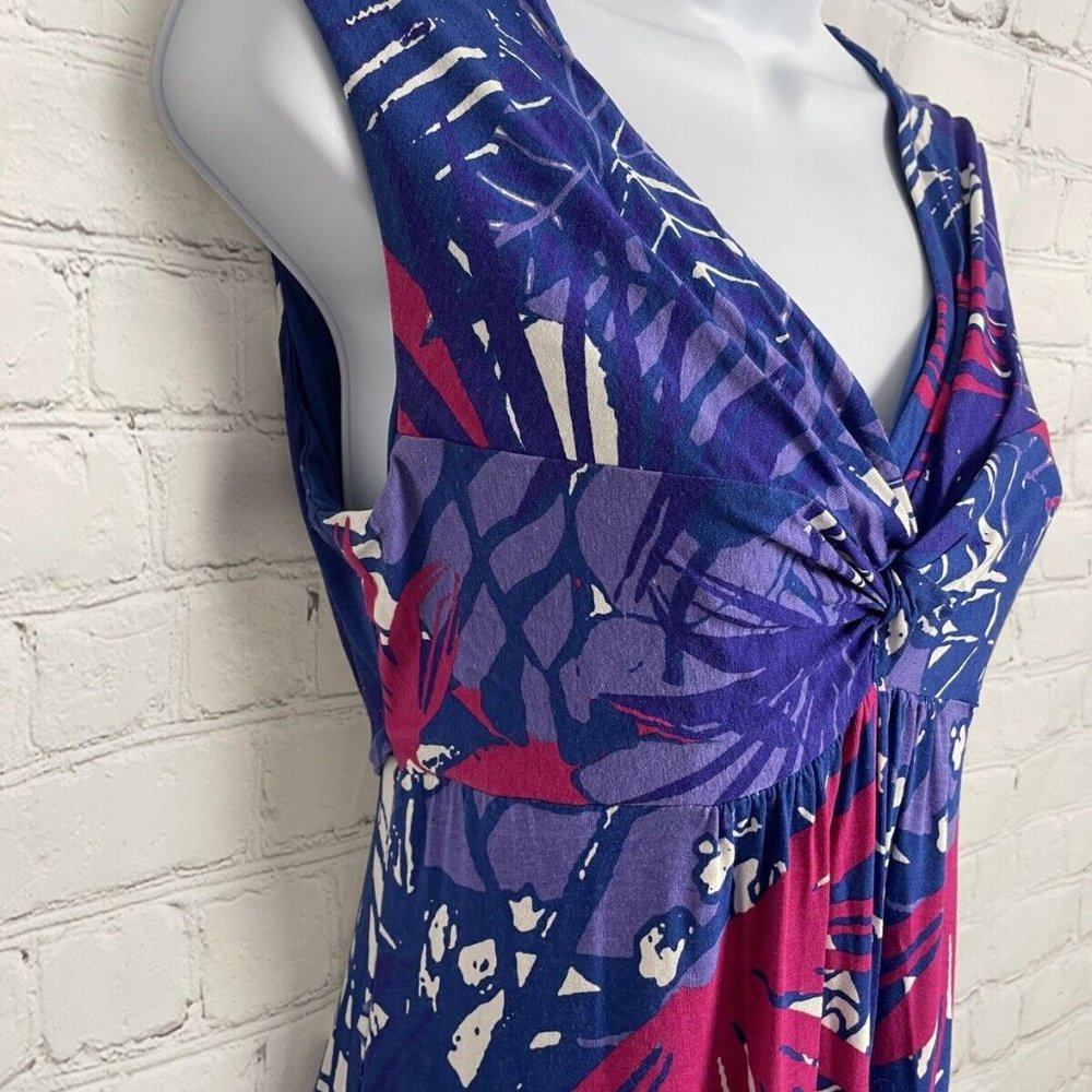 Per una women size 12 blue art print sleeveless belted pullover maxi dress - Picture 3 of 8